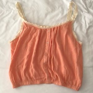 Peach and Cream Buttoned Crop Top